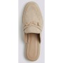 ideal shoes flat mules with metal detail - 9778 - beige suede