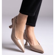  ideal shoes slingback pumps - 5552 - taupe patent