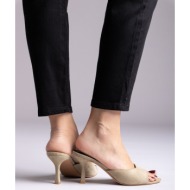  ideal shoes stiletto mules - 9756 - olive suede