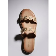  ideal shoes flat sandals metallic details - 2852 - nude