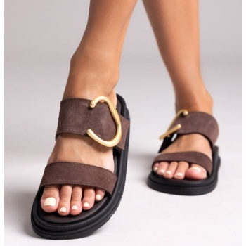 estil suede sandals - 26nk-1802 - καφέ