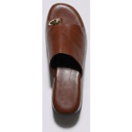  ideal shoes platform sandals toe ring - 3003 - dark brown matte