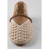  ideal shoes flat ballet flats v cut - 9731 - beige matte