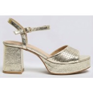  ideal shoes platform sandals block heel - 2839 - gold