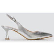  tfp slingback kitten heel pumps - 510 - silver metallic