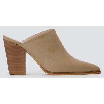tfp block heel clogs - 105 - beige suede