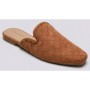 ideal shoes woven pointed flat mules - 9790 - tan suede