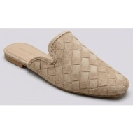  ideal shoes woven pointed flat mules - 9790 - taupe suede