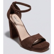  marquiiz block heel sandals - 2857 & 2857-1 - brown suede
