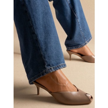 stephan peep toe mules kitten heel 