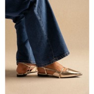  stephan pointed slingback ballet flats strap - p-1510 - gold metallic