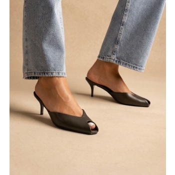 stephan peep toe mules kitten heel 