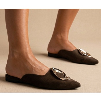 stephan pointed flat mules metal detail