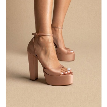 tfp platform sandals - 1510 - nude satin