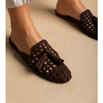 corina flat mules with knit design 