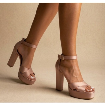 tfp platform sandals - 1610 - nude satin