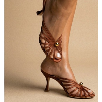 iris pearl strap mules slim heel 