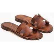  iris leather cut-out sandals - 8/9pr/777b & 8/9-1196 - καφέ