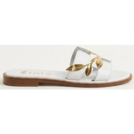  iris leather sandals leaf detail - 1196 - white matte