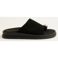  estil toe ring platform sandals - 26nk-1821 - black suede