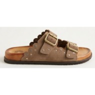  ateneo studded buckle sandals - 61316 - taupe suede