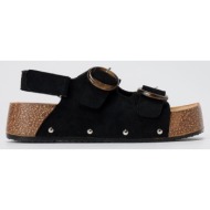  botegga 22 flatform sandals buckle detail - om221-25 - black suede