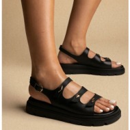 tfp buckle strap sandals - 557 - black matte