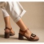 refresh platform low heel sandals buckle - 175027 - tan matte