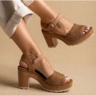  refresh platform block heel sandals - 175281 - tan matte