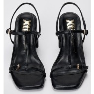  xti footwear t strap block heel sandals - 145446 - black matte