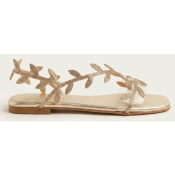 iris flat sandals rhinestone straps 