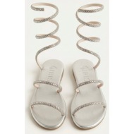  iris flat sandals lace up - 113-310 - silver strass