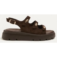  tfp buckle strap sandals - 557 - dark brown suede