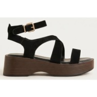  erynn platform sandals ankle strap - 903-621 - black suede