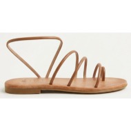  tfp toe ring sandals animal print - 209-310 - tan matte