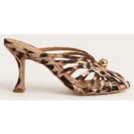  iris pearl strap mules slim heel - zarin - leopard satin