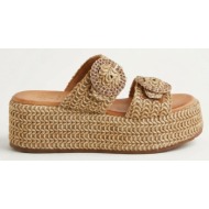 mariella fabiani flatform sandals - 2614/05 - tan raffia