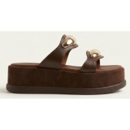  mariella fabiani flatform sandals - 2609/65 - brown matte