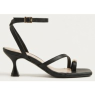  tfp toe ring sandals kitten heel - 5955 - black matte