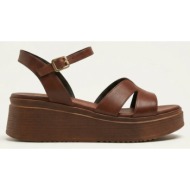  tfp leather flatform sandals - m918 - brown matte