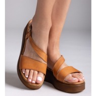  tfp leather sandals flatform - m905 - tan