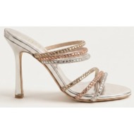  iris crystal strap mules slim heel - nina - silver strass