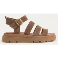  tfp suede sandals with bands - 555 (καστόρι) - taupe suede