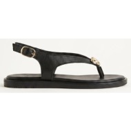  tfp toe ring sandals metal detail - 212 - black matte