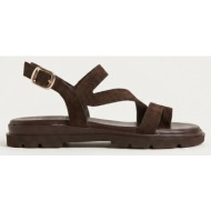  tfp toe ring sandals side strap - 611 - brown suede