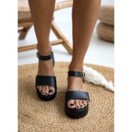  tfp leather platforms wide strap - t658 - black