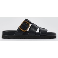  ateneo triple strap sandals buckle detail - 62302 - black matte