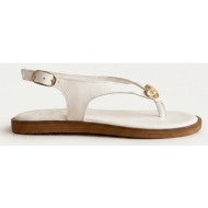  tfp toe ring sandals metal detail - 212 - white matte