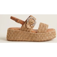  mariella fabiani flatform σανδάλια - 2622/02 - tan raffia