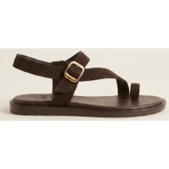 tfp σανδάλια toe ring buckle strap - 230 - dark brown suede